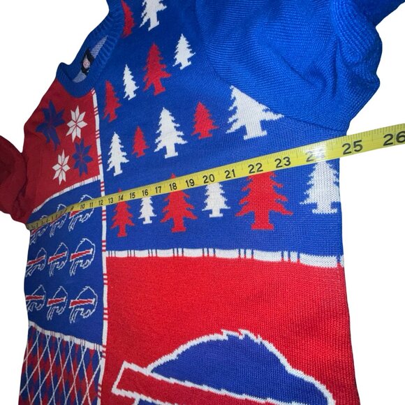 Buffalo Bills Busy Block Snowfall Hand Made Sweater- See Measurement For Size - Picture 5 of 8